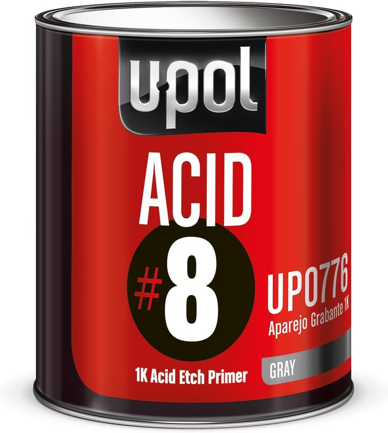ACID#8 Acid Etch Primer, Automotive Etching Primer Paint For Bare Metals, Durable Against Rust & Corrosion, Easy-To-Use, Gray, 0.8 Gallon